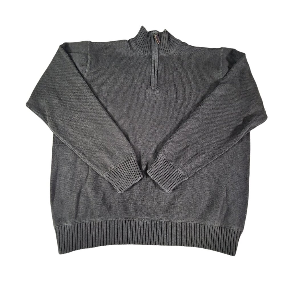 Eddie Bauer Sweater Mens 2XL XXL Pullover Quarter Zip Gray Outdoor Casual Adult